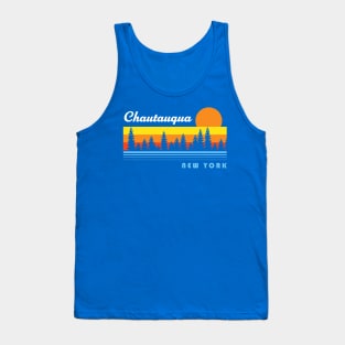 Chautauqua Lake New York NY Retro Sunset Fishing Tank Top